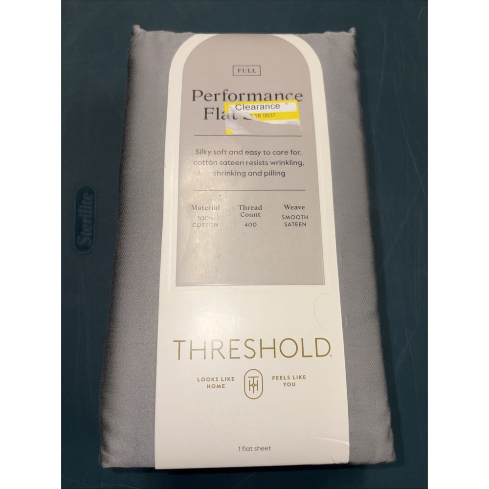 Full 400 Thread Count Performance Flat Sheet Classic Gray - Threshold:‎ Cotton